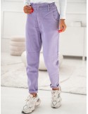 Pantaloni din denim cu talie elastica, liliac 202001 - Magazin online - Boutique